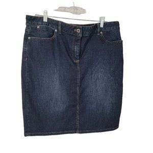 Talbots Blue Jean Skirt Sz 14 Mini Distressed Pockets Retro